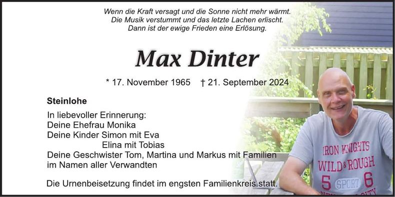 Traueranzeige Dinter Maximilian