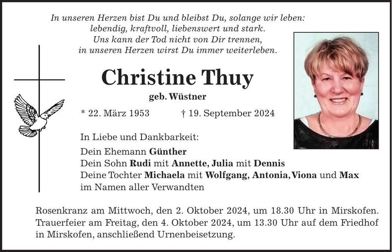 Traueranzeige Christine Thuy