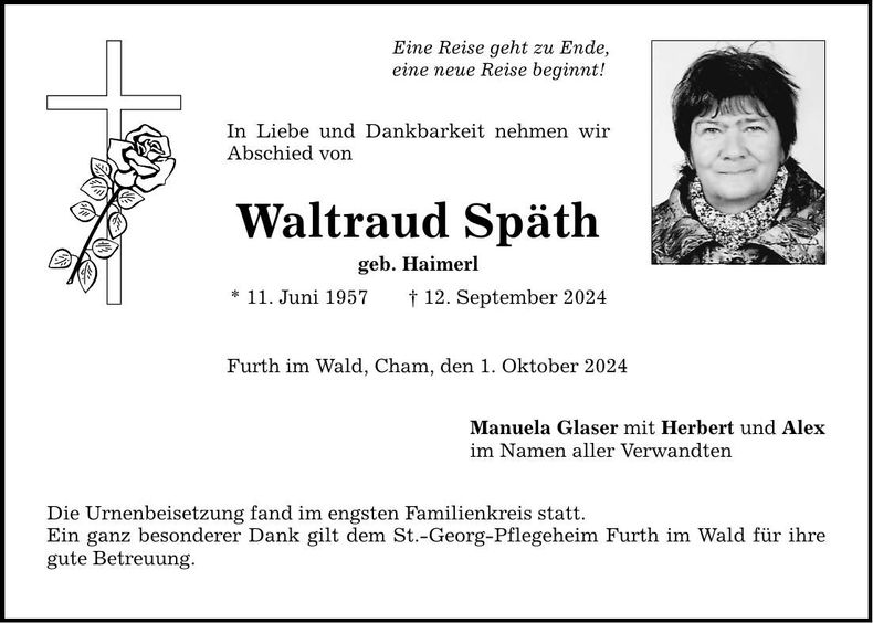 Traueranzeige Waltraud Späth