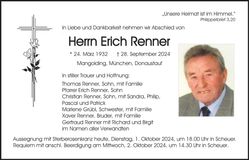 Traueranzeige Erich Renner