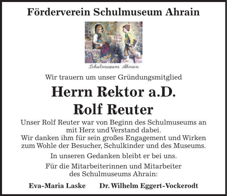 Traueranzeige Rolf Reuter