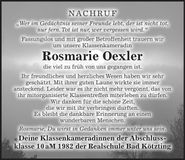 Traueranzeige Roswitha Oexler