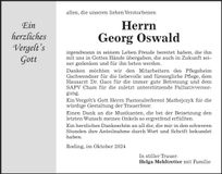 Traueranzeige Georg Oswald