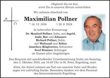 Traueranzeige Maximilian Pollner