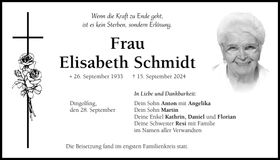 Traueranzeige Elisabeth Schmidt