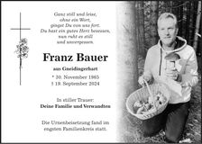 Traueranzeige Franz Bauer
