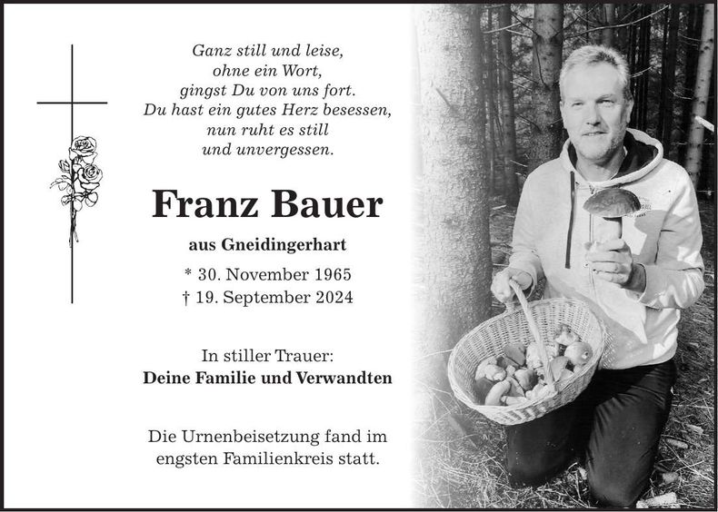 Traueranzeige Franz Bauer