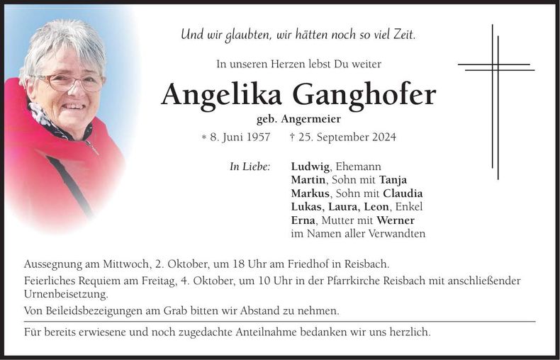 Traueranzeige Angelika Ganghofer