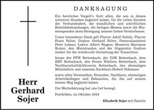 Traueranzeige Gerhard Sojer