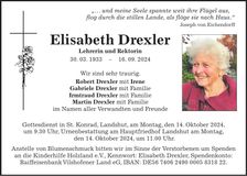 Traueranzeige Elisabeth Drexler