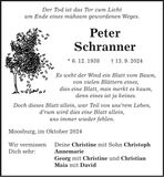 Traueranzeige Peter Schranner