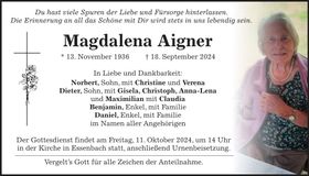 Traueranzeige Magdalena Aigner