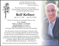 Traueranzeige Rolf Kellner