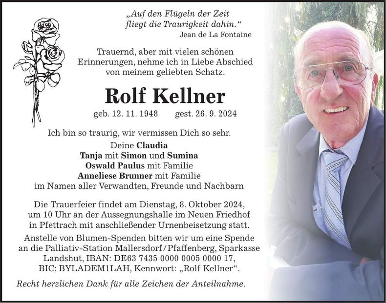 Traueranzeige Rolf Kellner