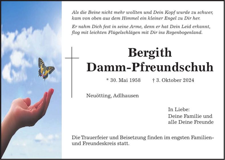 Traueranzeige Bergith Damm-Pfreundschuh