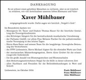 Traueranzeige Xaver Mühlbauer