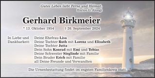 Traueranzeige Gerhard Birkmeier