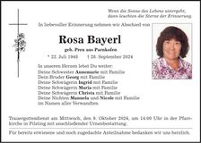 Traueranzeige Rosa Bayerl