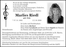 Traueranzeige Marlies Riedl