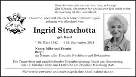 Traueranzeige Ingrid Strachotta