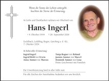 Traueranzeige Hans Ingerl
