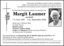 Traueranzeige Margit Laumer