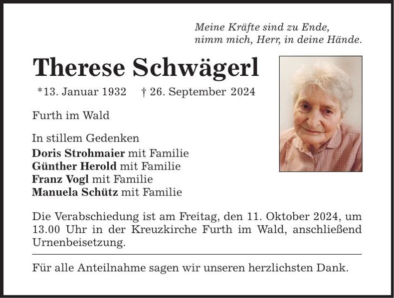 Traueranzeige Therese Schwägerl