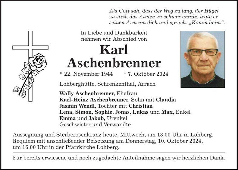 Traueranzeige Karl Aschenbrenner