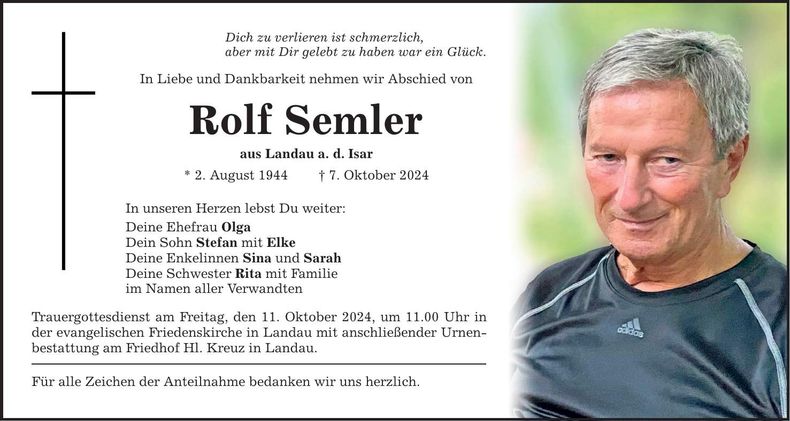 Traueranzeige Rolf Semler