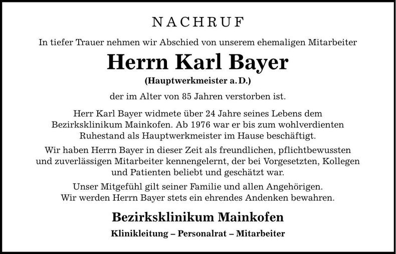 Traueranzeige Joachim Hüttner