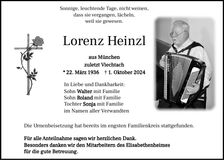 Traueranzeige Lorenz Heinzl
