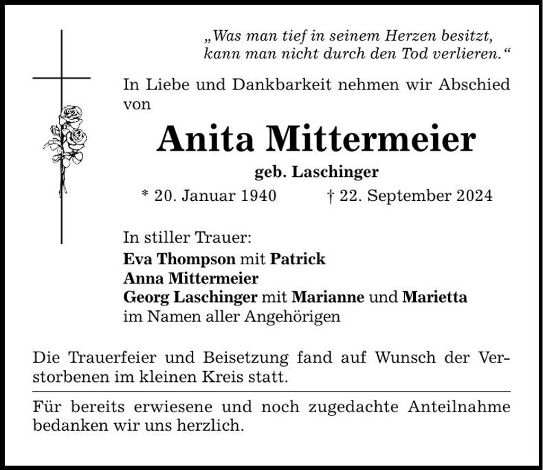 Traueranzeige Anna Mittermeier