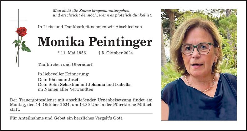 Traueranzeige Monika Peintinger