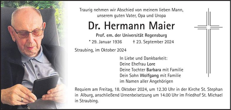 Traueranzeige Hermann Maier