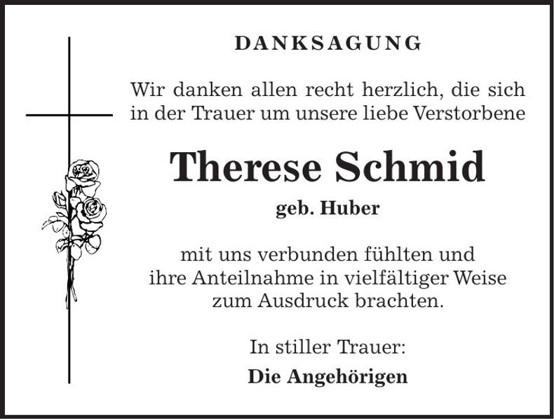 Traueranzeige Therese Schmid