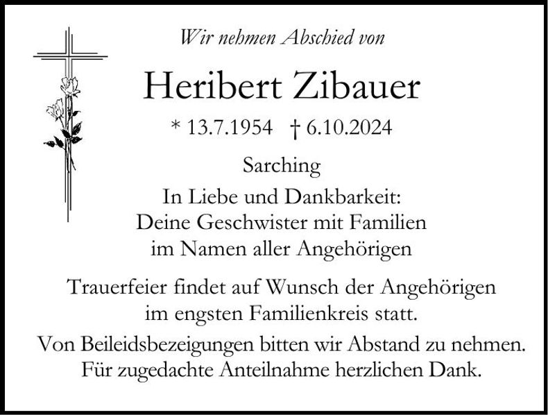 Traueranzeige Heribert Zibauer