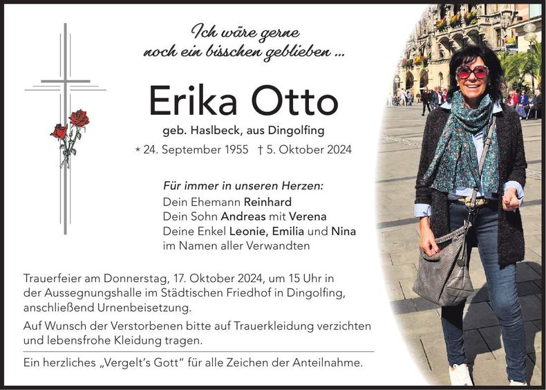 Traueranzeige Erika Otto