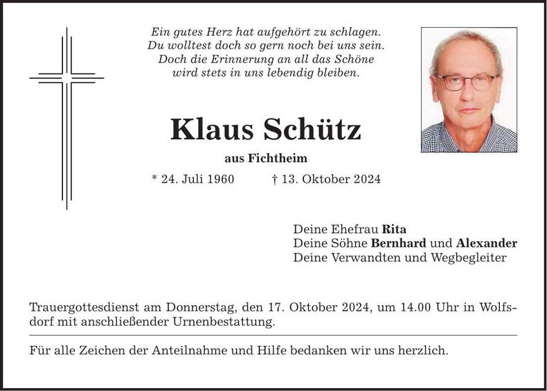 Traueranzeige Klaus Schütz