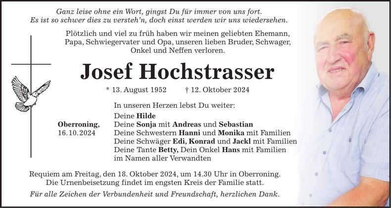 Traueranzeige Josef Hochstrasser