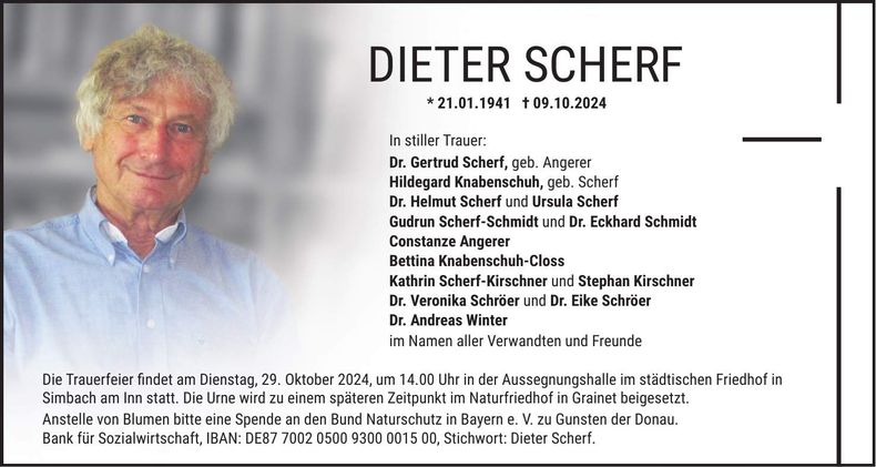 Traueranzeige Dieter Scherf