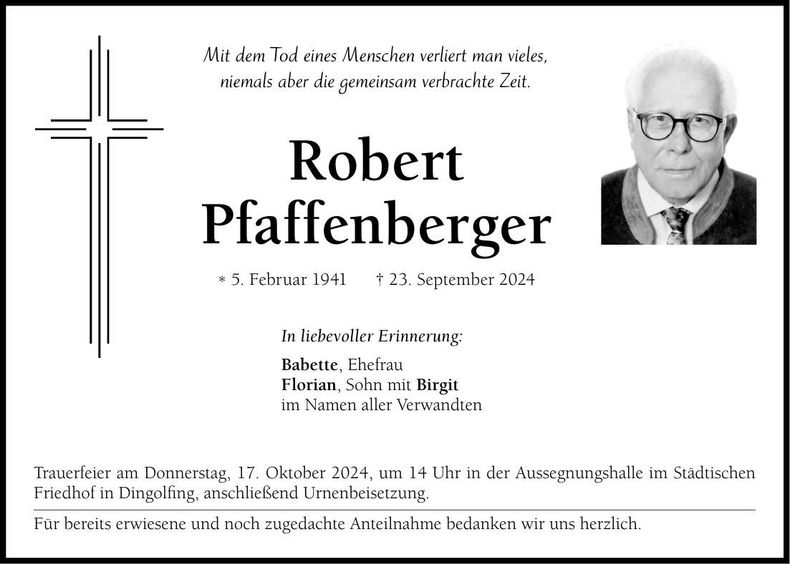 Traueranzeige Robert Pfaffenberger