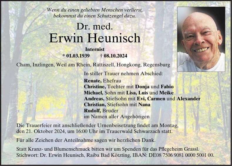 Traueranzeige Erwin Heunisch