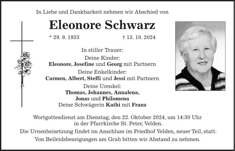 Traueranzeige Eleonore Schwarz