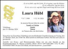 Traueranzeige Laura Hübl