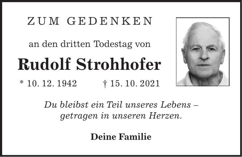 Traueranzeige Rudolf Strohhofer