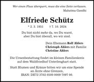 Traueranzeige Elfriede Schütz