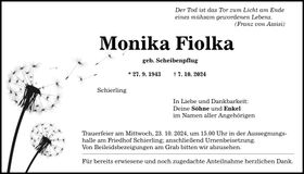 Traueranzeige Monika Fiolka