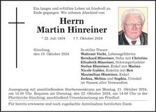 Traueranzeige Martin Hinreiner