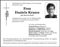 Traueranzeige Daniela Krause