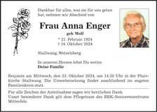 Traueranzeige Anna Enger